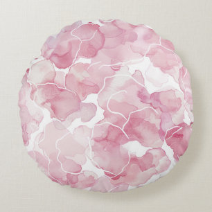 Cojín Redondo Hermosa Floral Rosa Blanca