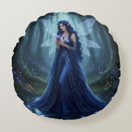 Cojín Redondo Hermosa hada de zafiro de septiembre