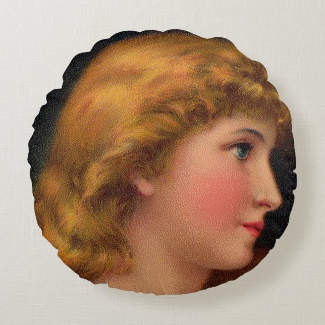 Cojín Redondo hermosa huella femenina del siglo XIX (Anverso)