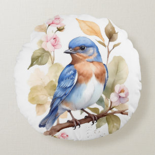 Cojín Redondo Hermosa pintura de color azul