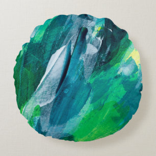 Cojín Redondo Hermosa pintura de medios mixtos. Pintado de mano 