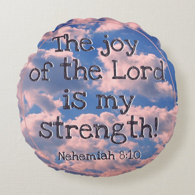 Cojín Redondo Hermosa plantilla Biblia Verse Daisy Sky Nubes (Anverso)