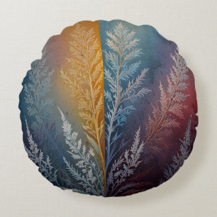 Cojín Redondo Hermosa plumas de hielo multicolor