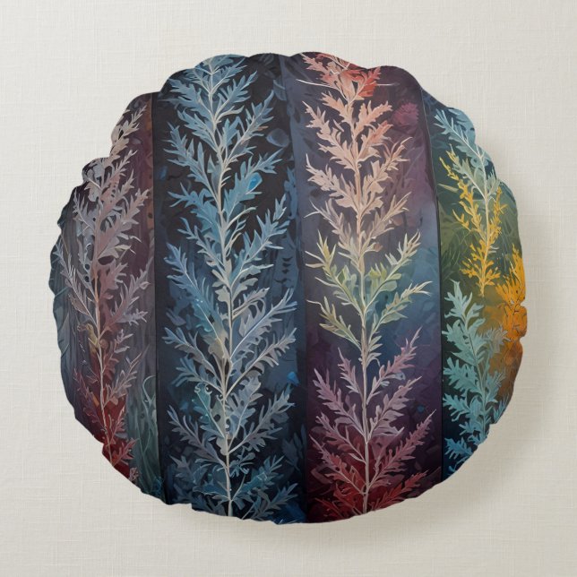 Cojín Redondo Hermosa plumas de hielo multicolor (Anverso)