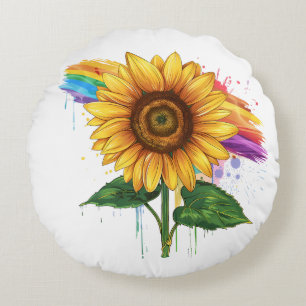 Cojín Redondo hermosa y elegante huella con girasol