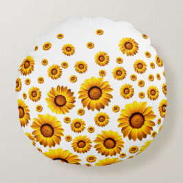 Cojín Redondo Hermosas flores amarillas