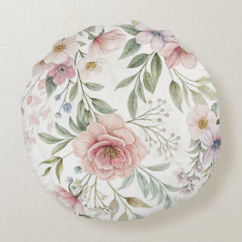 Cojín Redondo Hermosas flores con motivos rosas