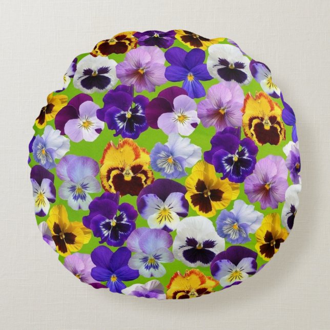 Cojín Redondo Hermosas pansitas de primavera (Anverso)