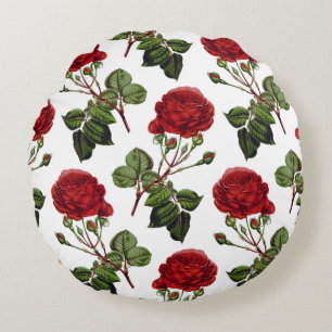 Cojín Redondo Hermosas rosas rojas