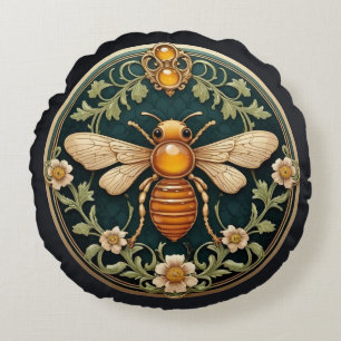 Cojín Redondo Hermoso Abeja Art Nouveau
