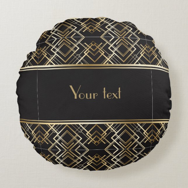 Cojín Redondo Hermoso, art deco,patrón,gris,beige,1920,retro,c (Anverso)