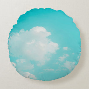 Cojín Redondo Hermoso cielo azul y nubes con luz natural