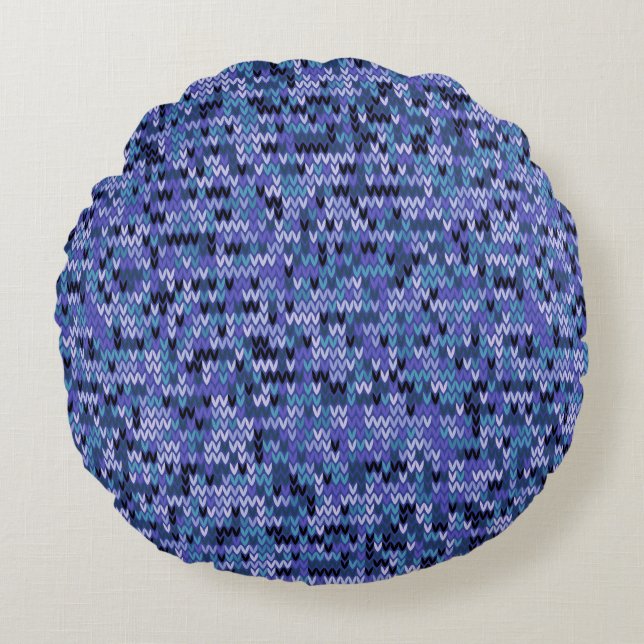 Cojín Redondo Hermoso , de punto , azul y (Anverso)