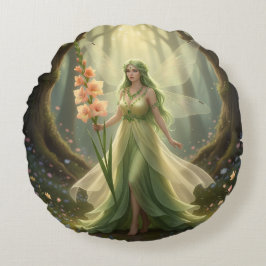 Cojín Redondo Hermoso Fairy August Peridot
