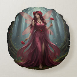 Cojín Redondo Hermoso Fairy de Garnet en Enero
