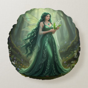 Cojín Redondo Hermoso Hada de Esmeralda Mayo