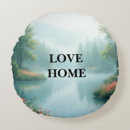 Cojín Redondo Hermoso Lago Rodeado de Pillow