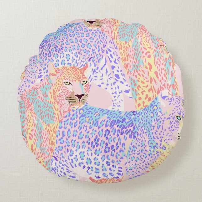Cojín Redondo Hermoso Leopard Seamless Pattern Ar (Anverso)