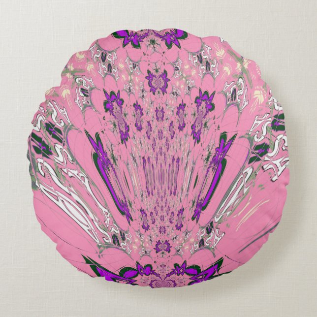 Cojín Redondo Hermoso motivo de color púrpura bebé monograma (Anverso)