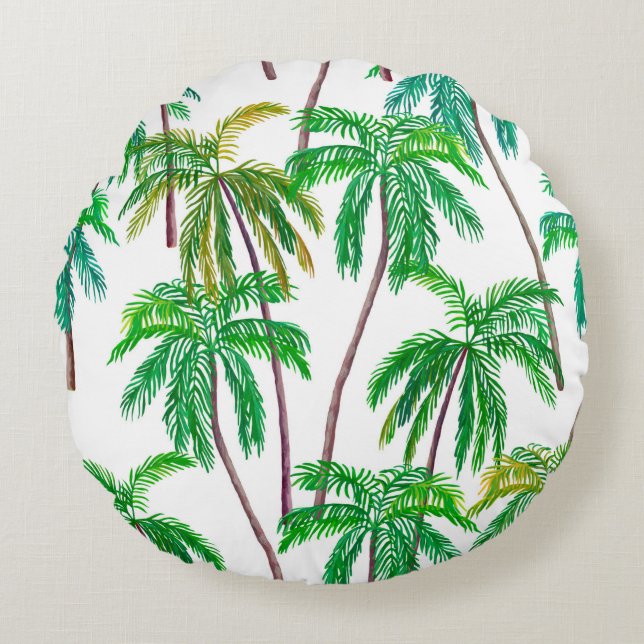 Cojín Redondo Hermoso patrón acrílico fluido de verano con (Anverso)