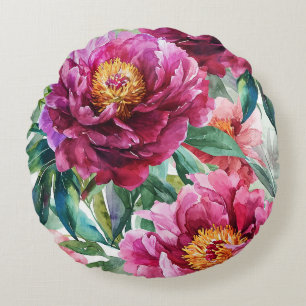 Cojín Redondo hermoso patrón con flores de primavera