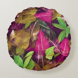 Cojín Redondo Hermoso patrón de hojas otoño