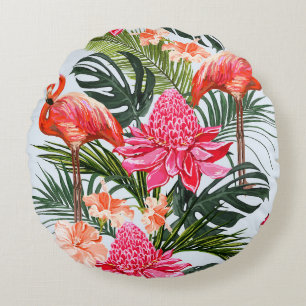 Cojín Redondo Hermoso patrón de verano floral sin fisuras