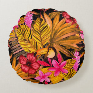 Cojín Redondo Hermoso patrón de verano floral sin fisuras