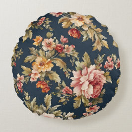 Cojín Redondo Hermoso patrón floral italiano