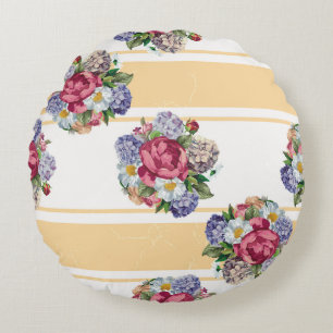 Cojín Redondo Hermoso patrón floral sin costura con hidrangea p