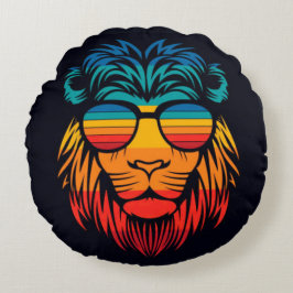 Cojín Redondo hermoso puf con diseño de león