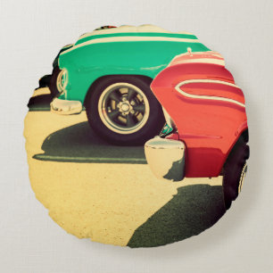 Cojín Redondo Hermoso ramo de flores diferentes sobre ba negra