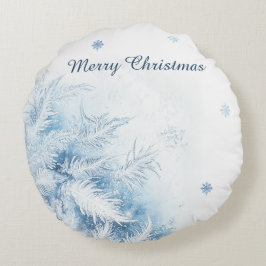 Cojín Redondo Hermosos Navidades de escarcha de invierno