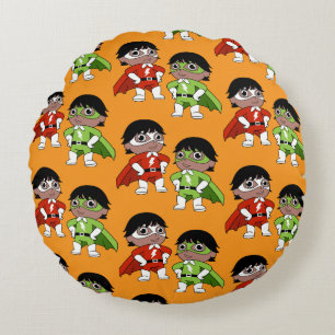 Cojín Redondo Héroe de acciones de cumpleaños de niños