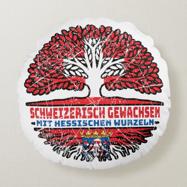 Cojín Redondo Hessen Hessisch Schweizer Schweiz Baum Wurzel (Anverso)