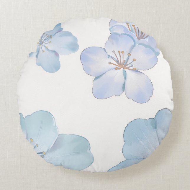 Cojín Redondo Hibisco Azul (Anverso)