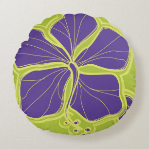 Cojín Redondo Hibisco de Kailua Hawaiano Reversible Floral
