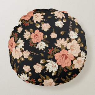 Cojín Redondo Hibiscus Floral: diseño de patrones sin foco