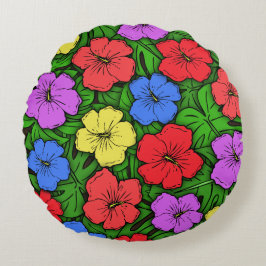 Cojín Redondo Hibiscus y Monstera #4