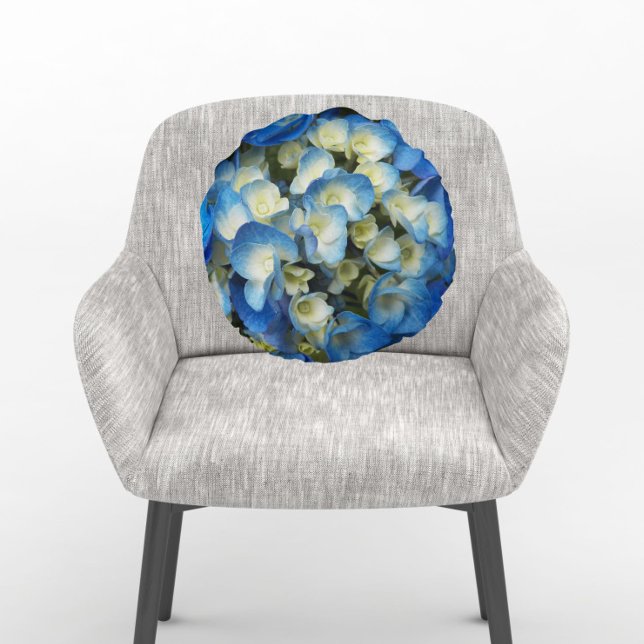 Cojín Redondo Hidrangea Azul bonito Floral (In Situ Chair)
