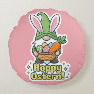 Cojín Redondo High-quality "Hoppy Easter" gnome illustration