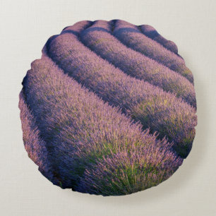 Cojín Redondo Hileras de lavanda en Provenza