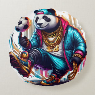 Cojín Redondo Hip Hop Panda Fútbol Fútbol Americano Deportes de 