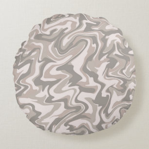 Cojín Redondo Hippie 70 Gray Marble Liquid Swirl Boho Patrón