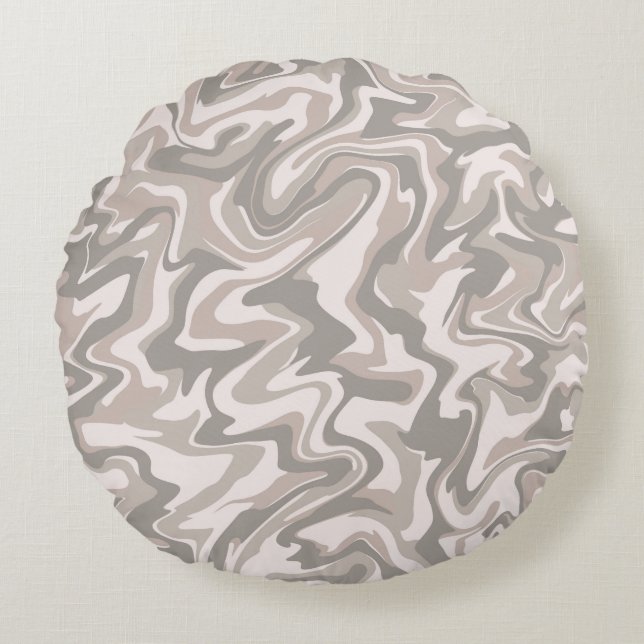 Cojín Redondo Hippie 70 Gray Marble Liquid Swirl Boho Patrón (Anverso)