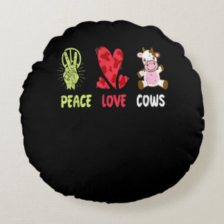 Cojín Redondo Hippie Farmer Cow Idea|Gracioso regalo para amante