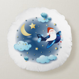 Cojín Redondo ¡Ho ho ho ho! Santa en el avión