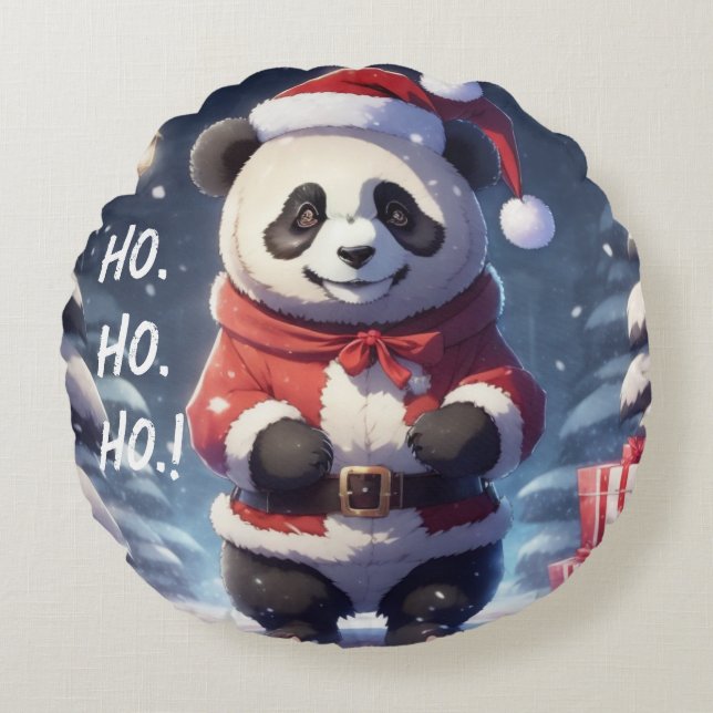 COJÍN REDONDO HO.HO.HO SANTA PANDA (Anverso)