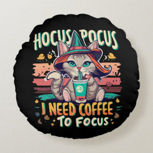 Cojín Redondo Hocus Focus - Necesito café para concentrarme