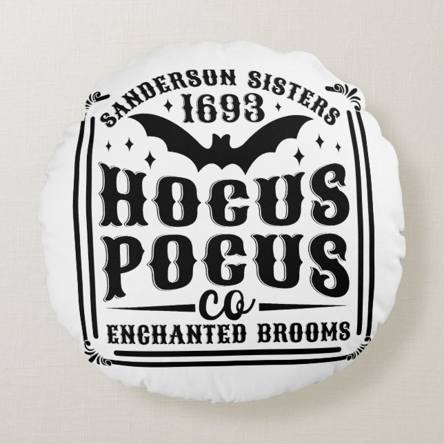 Cojín Redondo Hocus Pocus Halloween Hogar Decoración Pillow (Anverso)